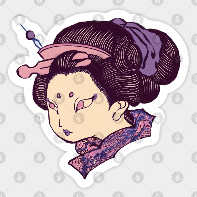 Ukiyoe Girl Sticker by miacomart